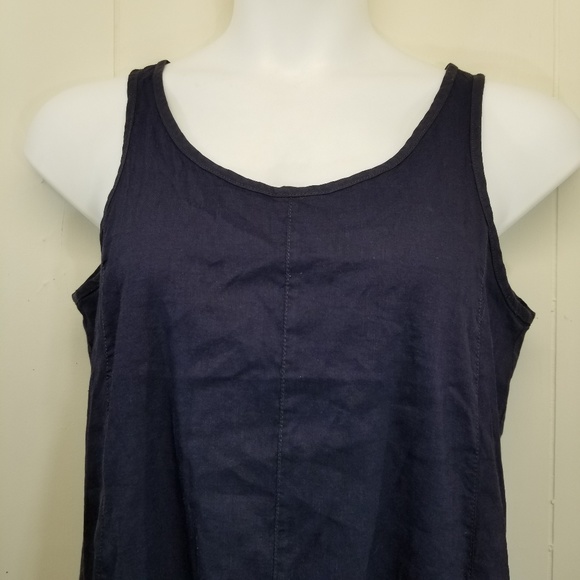 Eileen Fisher S Navy Blue Sleeveless Dress Hi Low - Picture 2 of 8